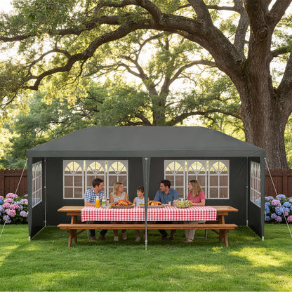 3 x 3 M Pavillon Party Zelt Garten Pavillon mit 4 Seitenwänden Sonnenschutz UV-Schutz für Garten, Party, Hochzeit, Picknick