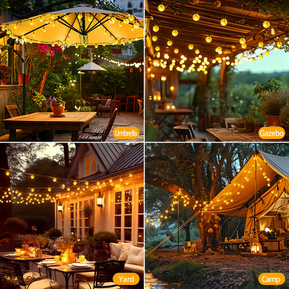 2/1 Stück, 200/100 LED Solar-Lichterkette, 8 Beleuchtungsmodi, IPX4 Hängende Lichterkette, Geeignet für Gartenwege, Hochzeiten, Weihnachten  Themenraum-Dekorationen (24,4 m/12,2 m, Solarladung)