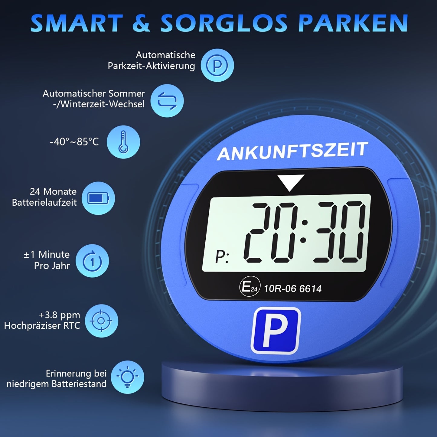 Professioneller Elektronischer Parktimer, LED-Digitalanzeige, Präzise Zeitmessung, mit Nacht-Parkmodus, geeignet für verschiedene Fahrzeuge