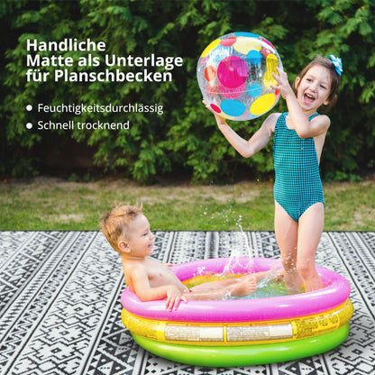 EVOCAMP Großer Outdoor-Teppich mit Tragetasche Picknickdecke für den Outdoor-Bereich, Vorzeltteppich Rasenteppich aus Kunststoff-Fasern, geeignet für Terrasse und Balkon