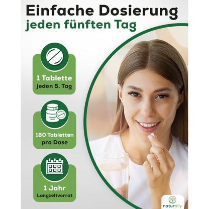 Vitamin D3 K2 Tabletten [180 Stück] – hochdosiert, 5000 I.E. Vitamin D pro Tablette, vegan, ohne Zusätze von naturally