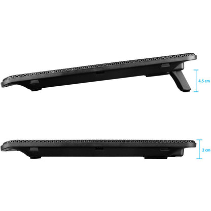 Kühlpad für Laptop Retoo Connect, Laptop-Kühlständer mit effizientem Ventilator, Winkel- und Höhenverstellung, LED-Beleuchtung, leise Betrieb 11 dB, entwickelt für Laptops von 12-15.4 Zoll, rutschfeste Beschichtung, leichtes Design, kompakte Form, ergonom