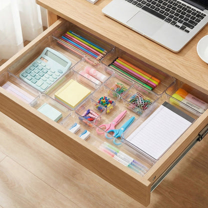25er-Pack Schubladen-Organizer, Multifunktionale transparente Kunststoff-Schubladen-Aufbewahrungs- und Organisationsbox, Schreibtisch, Schminktisch, Desktop-Schreibwaren, Kosmetika, Separierte Aufbewahrungsbox, Stapelbare Aufbewahrung