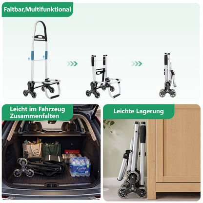 XXL 6-Rad Treppensteigender Einkaufswagen, 60L 2-in-1 Einkaufswagen, 2-in-1-Trolley, inklusive Kühlfach  Getränkehalter, extra groß für Einkaufen & Camping