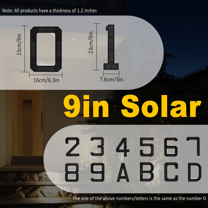 23cm Solar LED Hausnummernschild, LED Digitales Hausnummernlicht, Keine Verkabelung Erforderlich, Einfache Installation, Intelligente Sensor-LED-Leuchten, Ideal zur Kennzeichnung von Häusern, Einkaufszentren  Türadressen