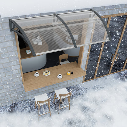 Vordach für Haustür, Baldachin Bogen Baldachin Polycarbonat, PP Halterung für Sonnenschutz Regenschutz im Freien, Grau
