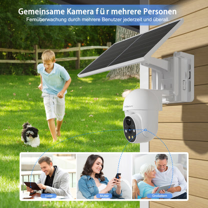 XIAOVV P6 Outdoor-Sicherheitskamera, drahtloses WiFi-Überwachungssystem mit 1080P HD-Nachtsicht, Zwei-Wege-Audio, Bewegungserkennungsalarme, Solarpanel, geeignet für Business-CCTV, App- & wandmontierbar