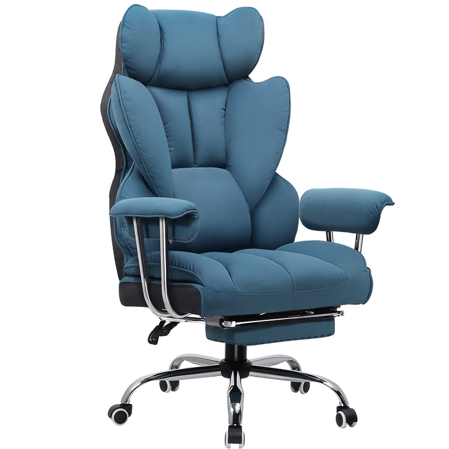 Gaming Stuhl, Gamer Stuhl, Ergonomischer Bürostuhl mit Fußstütze, Stoffoberfläche, Federsitzkissen, Gaming Chair Gepolstert, Gaming Sessel 150kg Belastbarkeit