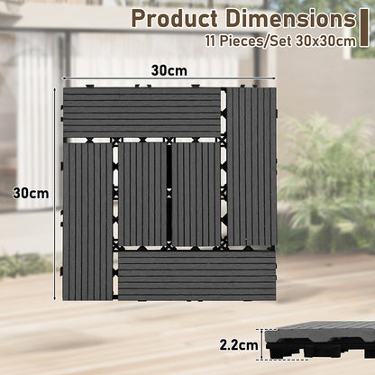 1M² WPC Terrassenfliesen 30X30Cm/60X30Cm UV-beständig für Garten und Balkon /Braun/Tek /Dunkelbraun Geeignet für den Innen- und Außenbereich Wasserdichte Bodenbeläge für Balkon und Terrasse Barfuß Leicht zu montierende Klickfliesen Set mit Drainagefunktio
