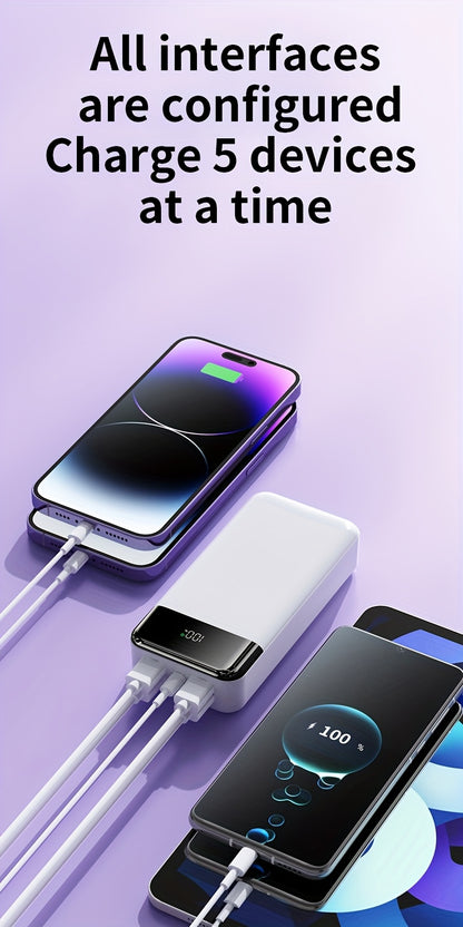 Dies ist ein leistungsstarkes 50000mAh Powerbank-Ladegerät mit ultra-schnellem Aufladen, kompatibel mit iPhone 16Pro/15/Samsung/Android-Geräten. Es verfügt über 4 USB-Anschlüsse, Type-C und Micro-Schnittstellen, die eine schnelle Eingabe und Ausgabe ermög