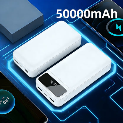 50000mAh High-Power Powerbank, 66W Schnelllade Powerbank mit 2 USB- und Type-C-Anschlüssen für schnelles bidirektionales Laden, ausgestattet mit einem intelligenten LED-Display und einer Power-Taste, ideal für Reisen, Camping und Notfallladung für Handys