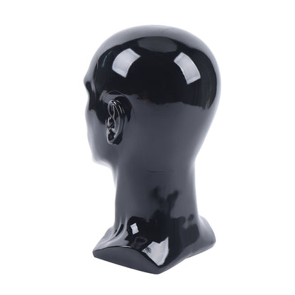 Kopf PVC Mannequin Kopf Mannequin Kopf Display Kopf für Perücken, Helme, Hüte und Schmuck Schwarzes Ladenfenster Kopf Männlich, Mannequin Kopf, Männliches Modellkopf PVC 50 cm Mannequin Kopf für Perücken, Hüte, Turbans, Halstücher und Haarbänder (Schwarz)