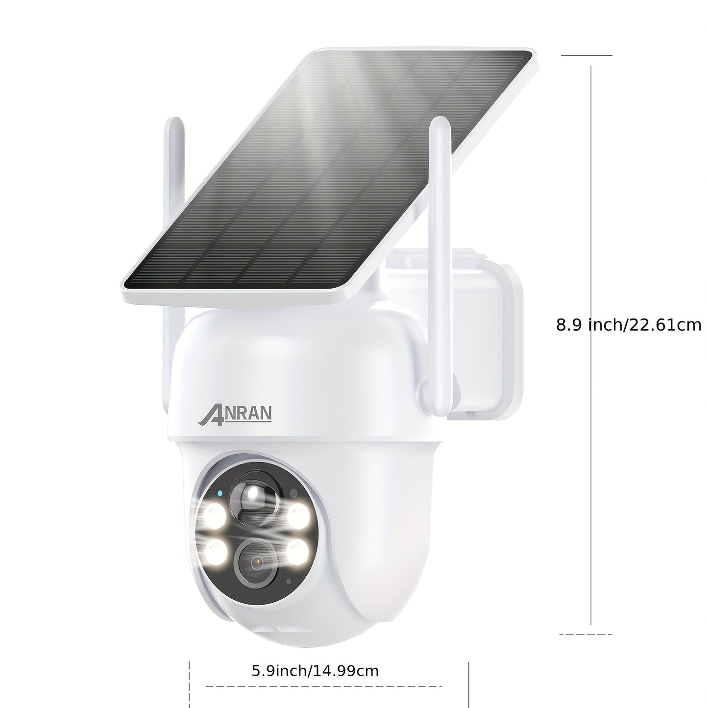 ANRAN Outdoor Drahtlose Kameras mit Solarbetrieb, 3MP Auflösung für Details, Spotlight für Nachtsicht, Effiziente Solarpanel-Integration, PIR-Menschenerkennungstechnologie, 355° Schwenk-  90° Neigungs-PTZ-Steuerung, Zwei-Wege-Audio-Dialog