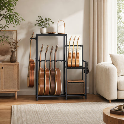 Gitarrenständer, für 9 Gitarren, geeignet für Akustikgitarren, E-Gitarren, Bässe, Ukulelen, Banjos  Karussell-Präsentationsständer, mit EVA-Schaumstoff umwickelt, geeignet für Musikstudios, Schwarz
