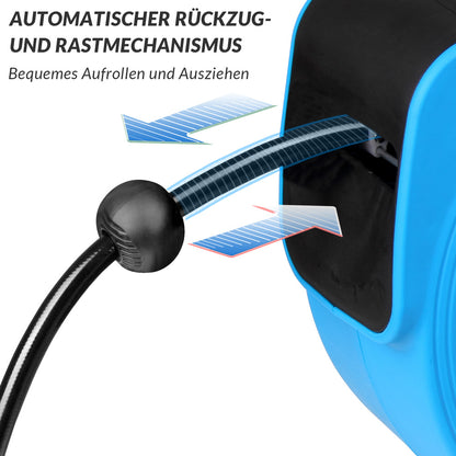 MONZANA® Druckluft Schlauchtrommel 10m+1m Automatischer Einzug 3/8 Zoll Anschluss 12 bar Ø12mm Automatik Schlauchaufroller Druckluftschlauch Wandhalterung