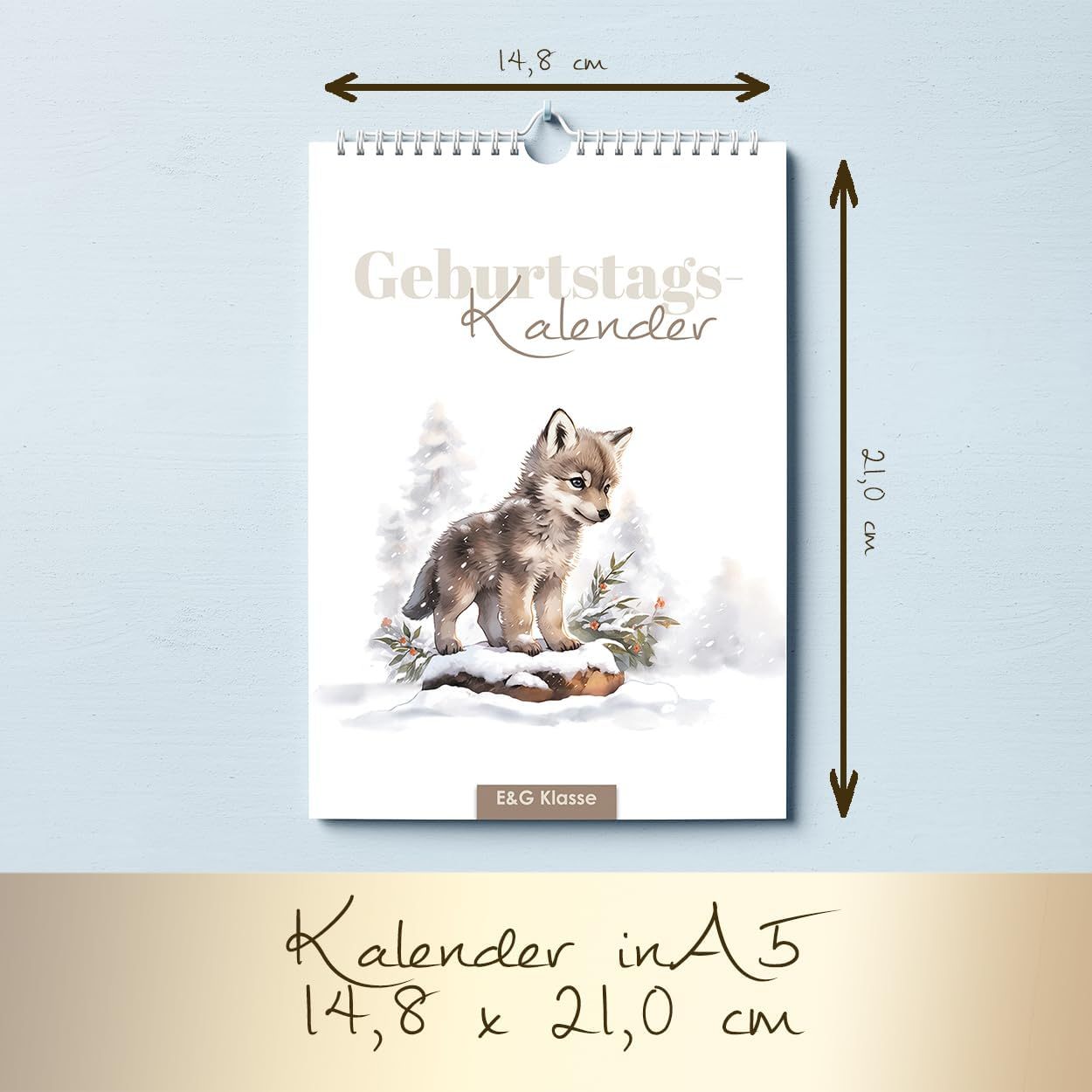 Geburtstagskalender undatiert Geburtstagsplaner Wandkalender A5 immerwährend Jahresunabhängig Kalender Geburtstagsübersicht zum Aufhängen Tier Design in zartem Aquarell Waldtieren Tiere