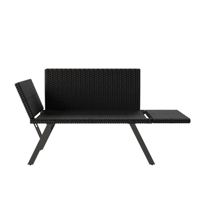 Multifunktionsbank Calvia Schwarz/Grau/Creme - klappbare Sonnenliege mit wetterfestem Polyrattan, Gartenbank mit 240 kg Belastbarkeit