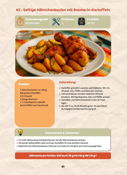 All-in-One Ninja Heißluftfritteuse Rezeptbuch für Faule Genießer: Komplett in Farbe – 160+ flotte Gerichte mit Genuss, Crunch & guter Laune
