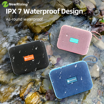 Newrixing IPX7 Tragbarer BT5.3 Kabelloser Lautsprecher, 8W tiefer Bass RGB-Lichter, 4 Std. Spielzeit, TWS Dual-Kopplung, TF-Karte, für Pool-Strand-Party, Geburtstags-Weihnachtsgeschenke