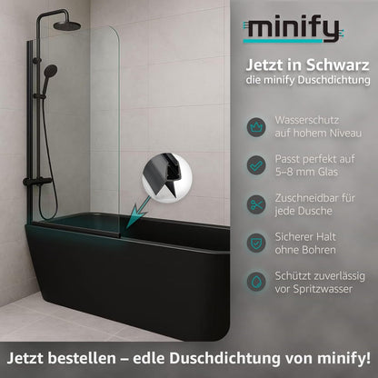 Schwarze Duschdichtung für Glastüren (5-8mm) – Dichtung Dusche Glastür Transparentes U-Profil mit Milchglas-Dichtlippen