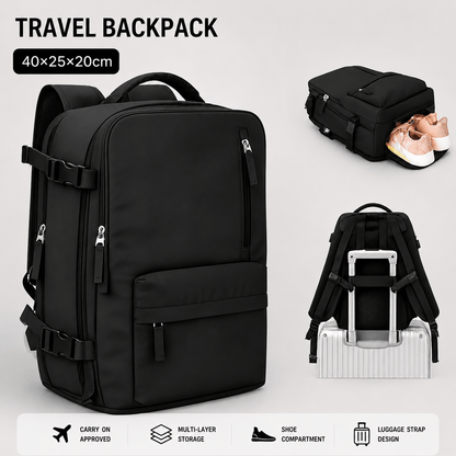 Handgepäck-Rucksack mit lokalem Stauraum (40x20x25 cm), mit Schuhfach, unter dem Sitz platzierbar, geeignet für Ryanair-Flüge; Handgepäckkoffer, Reiserucksack, entspricht den Handgepäckmaßen, passend für 14-Zoll-Laptop, geeignet für Kurzurlaube, Ausflüge,