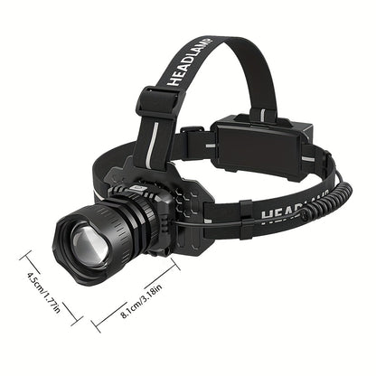1/2 Stück LED Wiederaufladbare Stirnlampe, 5 Beleuchtungsmodi Stirnlampe mit Rotlicht-Warnleuchten, 90° Verstellbare Zoombare Laufstirnlampe, Superhelle Jagd-Stirnlampe für Camping, Wandern, Angeln, Laufen, Autoreparatur