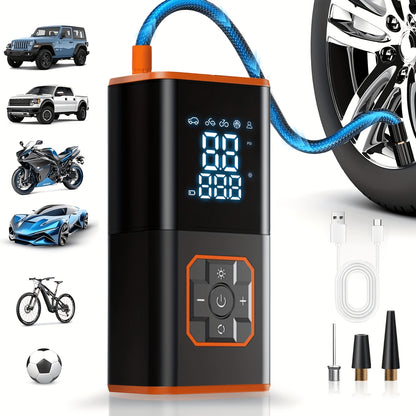 Reifenfüller, tragbarer Luftkompressor - 3 Mal schneller 150 PSI Smart Auto Reifenpumpe - Auto Reifenfüller mit Manometer und LED-Licht - Geeignet für Autos, Motorräder, Fahrräder, Bälle, usw.