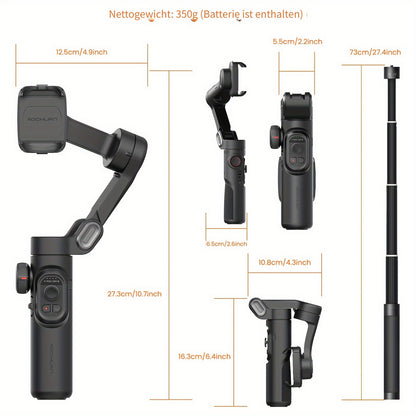 AOCHUAN 7-förmiges 3-Achsen-Stabilisator-Gimbal für Smartphone AOCHUAN APP -Shake Präzisionsfokus/Zoom Gesichts-/Objektverfolgung faltbare 73 cm ausziehbare Stange RGB-Licht mehrere Aufnahmemodi geeignet für Reisen Live-Streaming Vlog Smart XE COMBO1