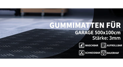 Gummimatten 500 cm x 100 cm Gummimatte im Meterware 3 mm Dicke Gummimatten Bodenmatte Schutzmatte Gummiläufer rutschfeste Matte Boden-Schutzmatte Gummimatte für Keller, Werkstatt, Garage