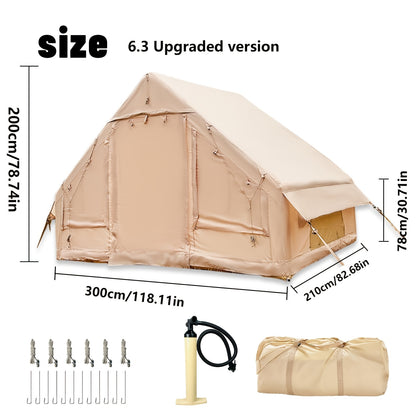 PAKICETUS Luft-Skylight-Zelt, schneller Aufbau mit Pumpe, 4-6 Personen Outdoor-Familienzelt, 4-Jahreszeiten, winddicht mit Tragetasche, ideal für Camping, Wandern, Angeln & Jagd
