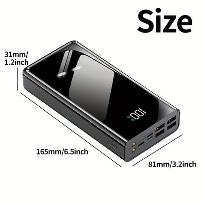 50000mAh Powerbank mit schnellem Aufladen, hoher Kapazität, Beleuchtung/LED-Power-Indikator, 4 USB-Anschlüsse, Type-C-Anschlüsse, tragbare Notstromversorgung für den Außenbereich, Backup-Akku, kompatibel mit der Aufladung von iPhone/Samsung/Huawei/Android