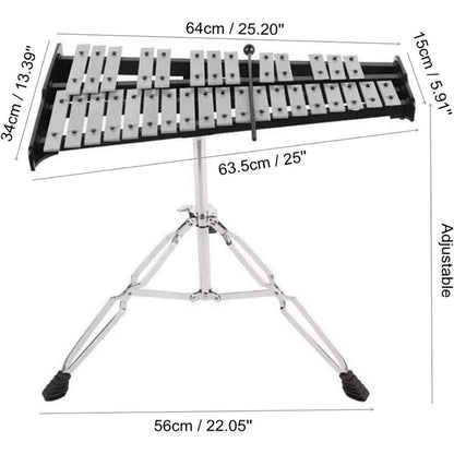32-Ton Glockenspiel Xylophon mit verstellbarem Ständer, professionelles Aluminium-Schlaginstrument-Set mit Drumsticks und Tragetasche, ideal für Anfänger, Band-Auftritte