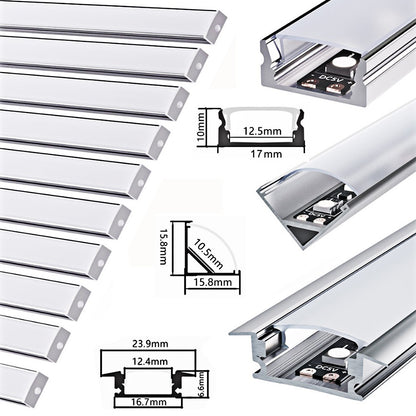 10er 20er Pack 1 m V/ U/YW -förmiges LED Alu Profil LED-Kanalsystem, rechteckiger dreieckiger Lichtschlitz, Aluminiumprofil für Barriereleuchten mit opaler Linsenabdeckung, stranggepresstes Aluminiumprofil-Gehäuserahmen, geeignet für Lichtleisten