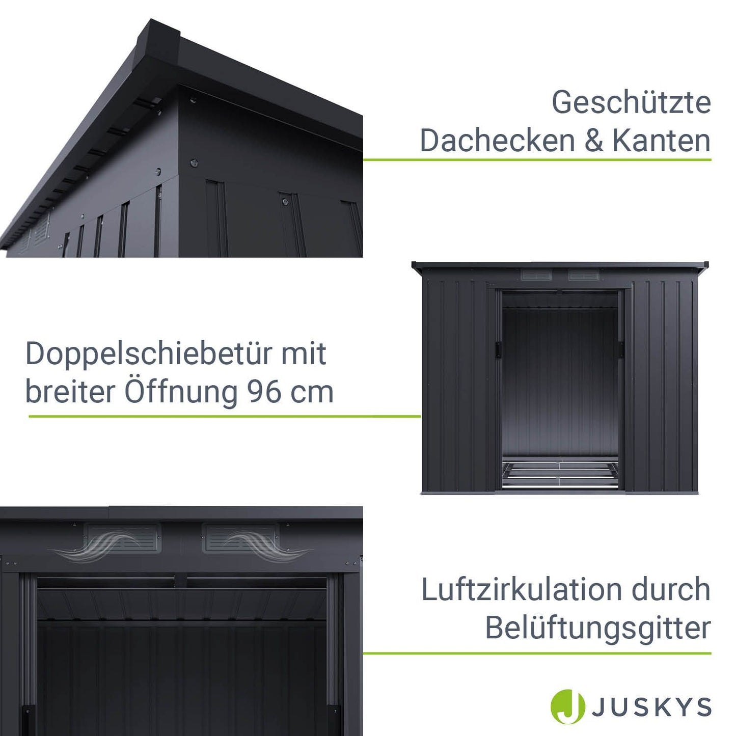 Gerätehaus Geräteschuppen Schuppen Metall Pultdach Satteldach Gartenhaus