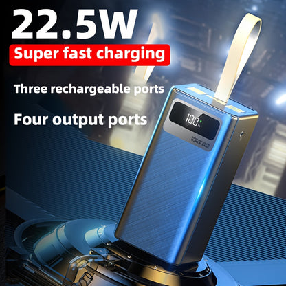 80000mAh/100000mAh Powerbank, 22,5W Super-Schnellladung, Ultra-Großkapazität Powerbank, Intelligente Digitalanzeige, Leder-Trageschlaufe, Outdoor-Camping-LED-Licht, Reise-Notstromversorgung, Geeignet für Handys, Android  Digitale Geräte, Kann Mehrere Gerä