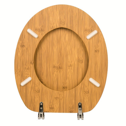 1-tlg. Toilettendeckel aus Holz mit weicher Schließfunktion, Toilettensitz mit Schnellverschlussfunktion, leicht zu reinigen, einfach zu installieren, Toilettensitz, aus MDF, Bambusmuster, Hinweis: Die tatsächliche Farbe ist dunkler als auf dem Bild