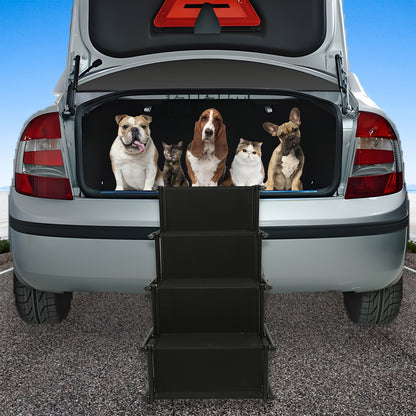 Hunde Rampe für große Hunde, 4-stufige faltbare Auto-Treppe mit 139cm Länge & 75kg Tragkraft, rutschfeste Oberfläche für SUV & Fahrzeug Zugang, tragbare Hunde Treppe für Reisen, Hunde Rampen für hohe Betten, Rampe für kleine Hunde, Hunde Treppe mit Aufbew