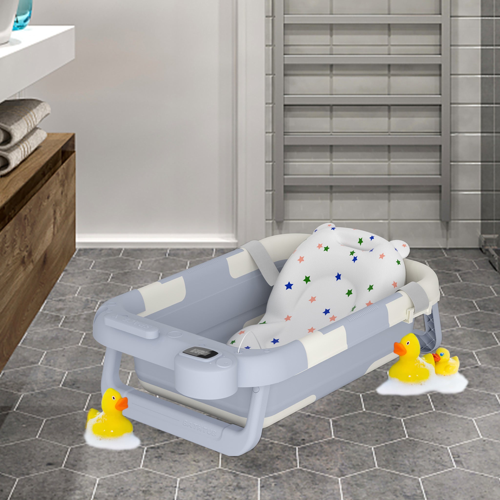 Faltbare Baby-Badewanne, rutschfest für Badezimmer und Haushalt – Detailansicht 9