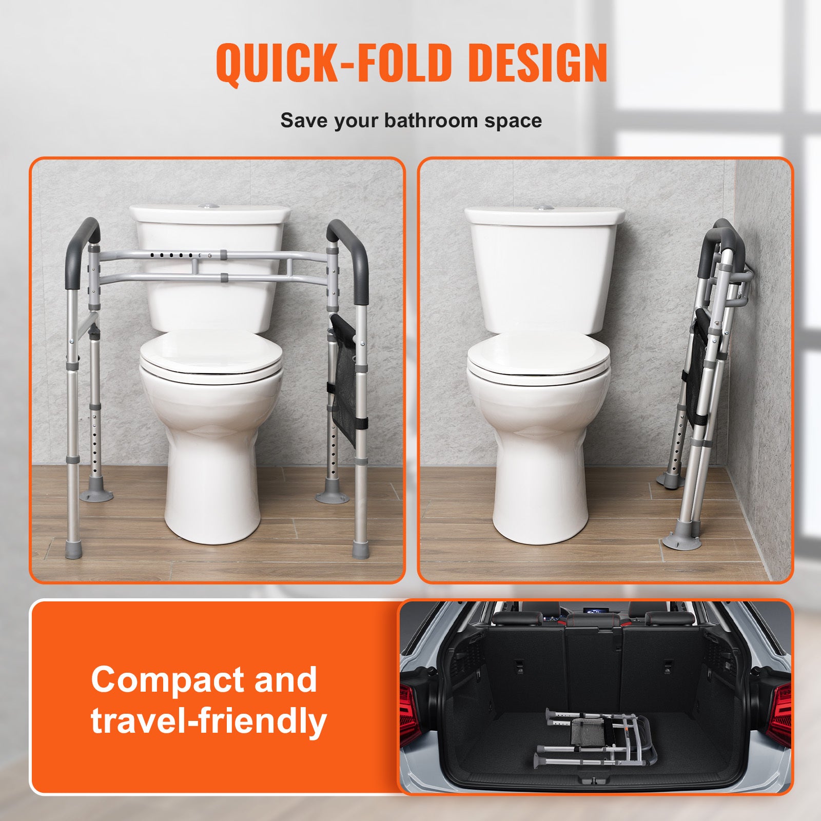 Faltbare Toiletten-Sicherheitsleiste, Aluminium für Senioren – Detailansicht 7