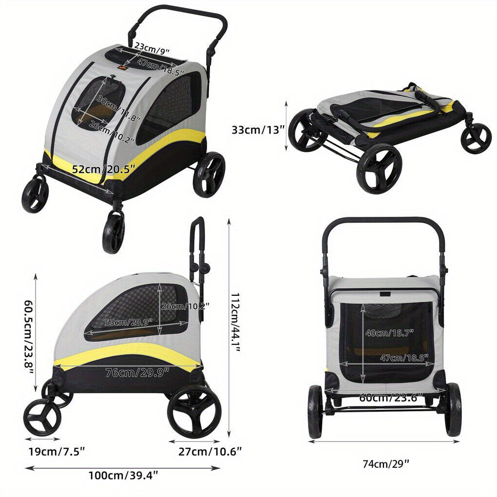 faltbarer Hunde-Kinderwagen, verstellbarer Griff für Camping und Reisen – Detailansicht 2