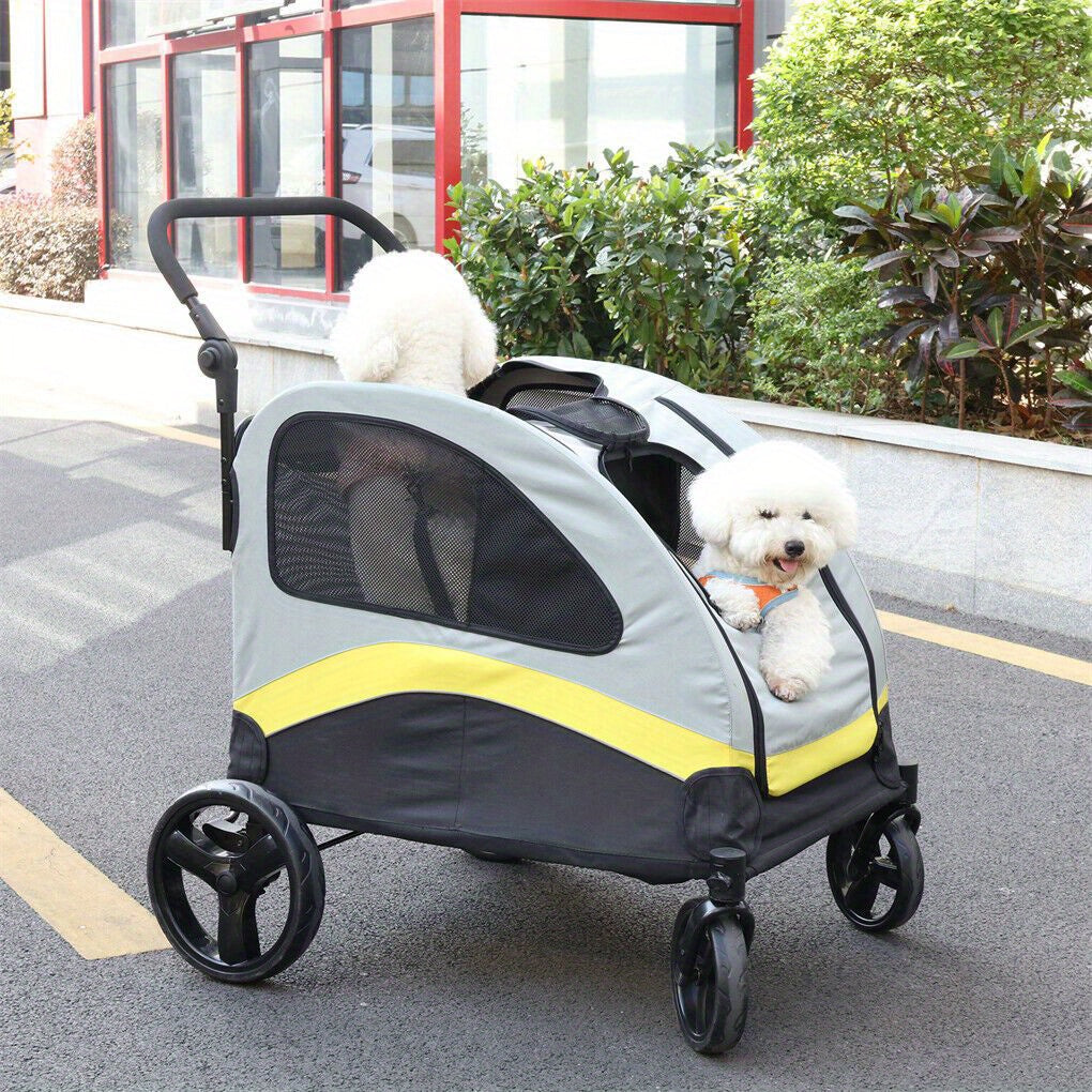 faltbarer Hunde-Kinderwagen, verstellbarer Griff für Camping und Reisen – Detailansicht 5