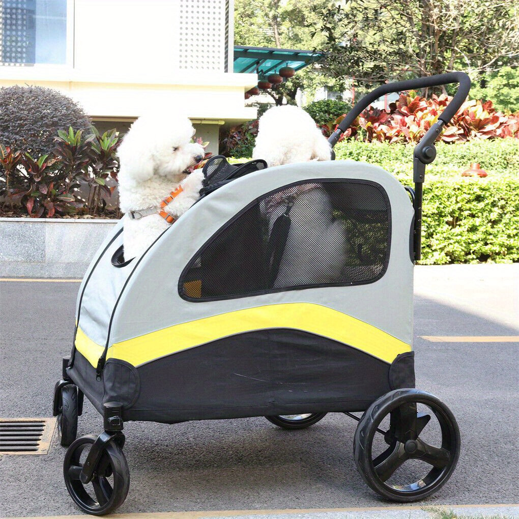 faltbarer Hunde-Kinderwagen, verstellbarer Griff für Camping und Reisen – Detailansicht 8