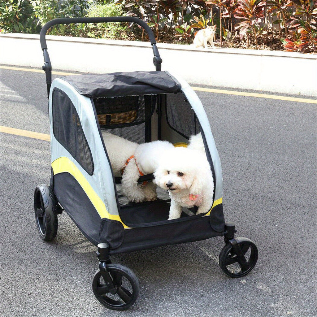 faltbarer Hunde-Kinderwagen, verstellbarer Griff für Camping und Reisen – Detailansicht 10