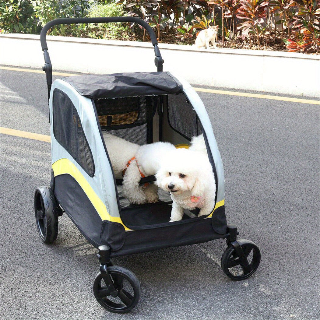 faltbarer Hunde-Kinderwagen, verstellbarer Griff für Camping und Reisen – Detailansicht 10