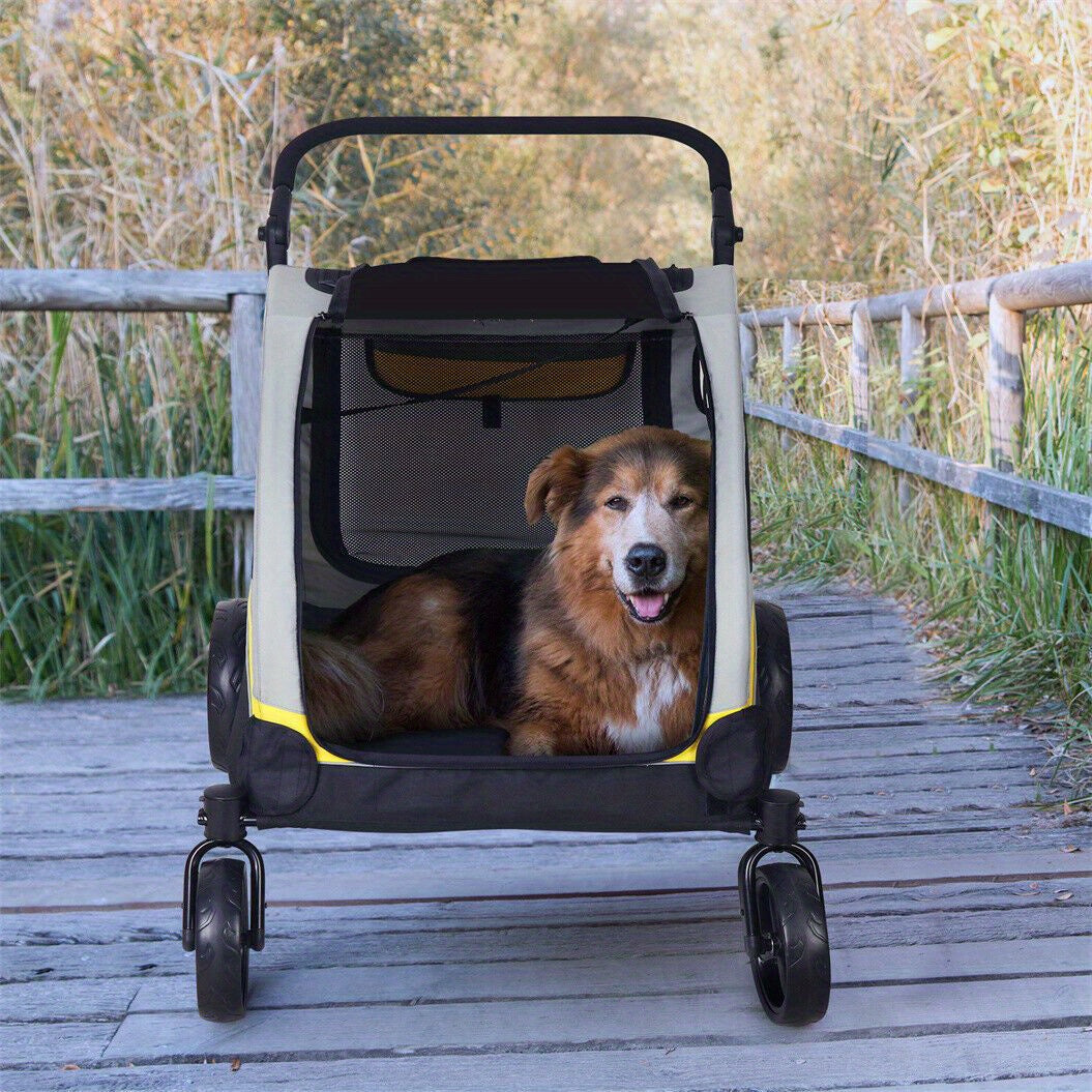 faltbarer Hunde-Kinderwagen, verstellbarer Griff für Camping und Reisen – Detailansicht 11