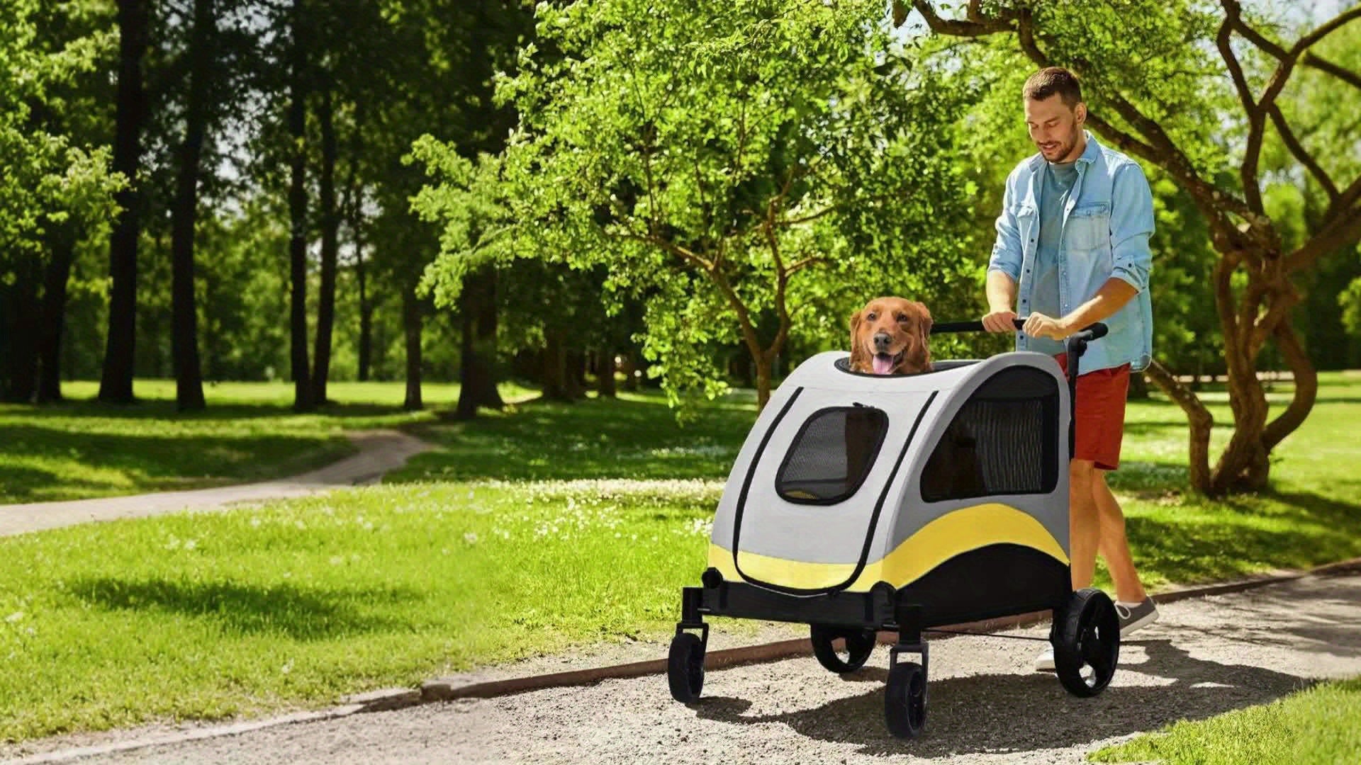 faltbarer Hunde-Kinderwagen, verstellbarer Griff für Camping und Reisen – Detailansicht 12