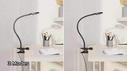 2025 NEU 10X Lupe LED Schreibtischlampe mit Clip, Clip Lampe, Lupe mit Licht, 12 Helligkeitsstufen einstellbar, 3 Modi dimmbar (Beleuchtung 3000K-6500K), geeignet für Arbeit am Schreibtisch, Lesen, Reparatur von Handwerk, Strassmalerei, Zeichnen, Maniküre