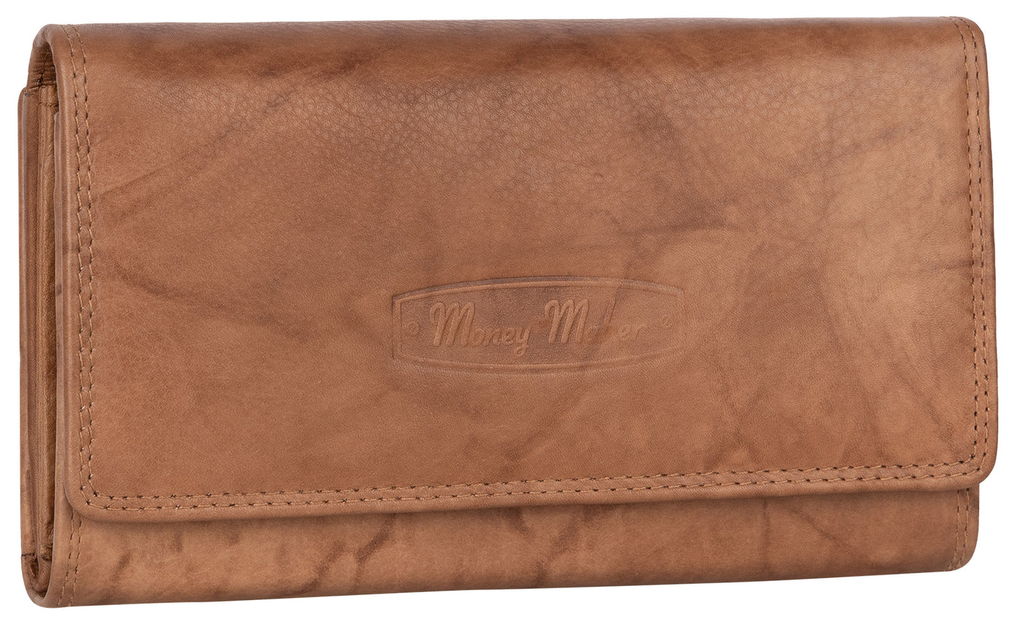 Damen Geldbörse Portemonnaie RFID Damenbörse Langformat Echtleder Geldbeutel 14 Kartenfächer Tan Maße : ca. 17 cm x 9,5 cm x 4 cm (B x H x T)