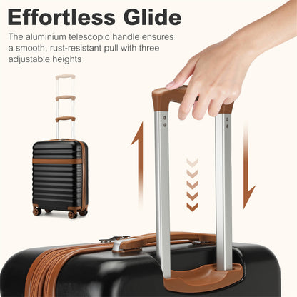 3-teiliges Koffer-Set Trolley Handgepäck Koffer Reisekoffer aus ABS + PC Hartkoffer mit 4 Rädern TSA-Schloss Koffer-Set beinhaltet 1 Reiserucksack und 1 Kulturtasche Zurück zur Schule Urlaubsgeschenk