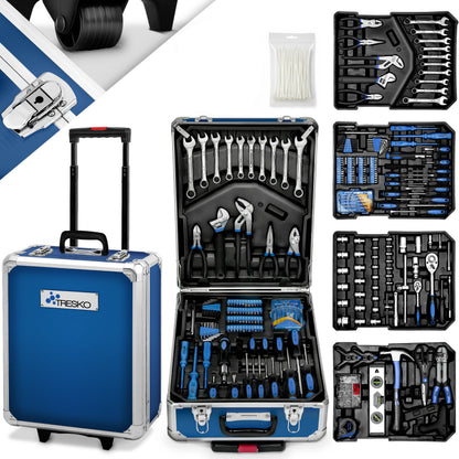 TRESKO® 1400 teilig Werkzeugkoffer Set Komplett | Werkzeugkasten Gefüllt | Werkzeugkiste XXL | Werkzeugtasche mit Werkzeug | Werkzeug Trolley | Chrom-Vanadium Stahl